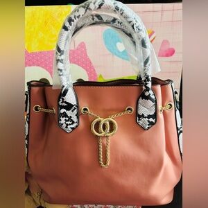 Stylish Gold Chain Accent Handbag and Crossbody.